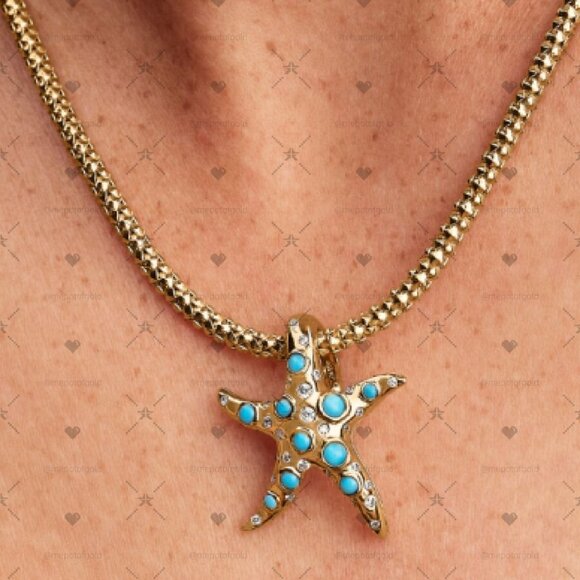 Pandora Sparkling Blue Starfish Dangle Charm|Pendant - Picture 2 of 2